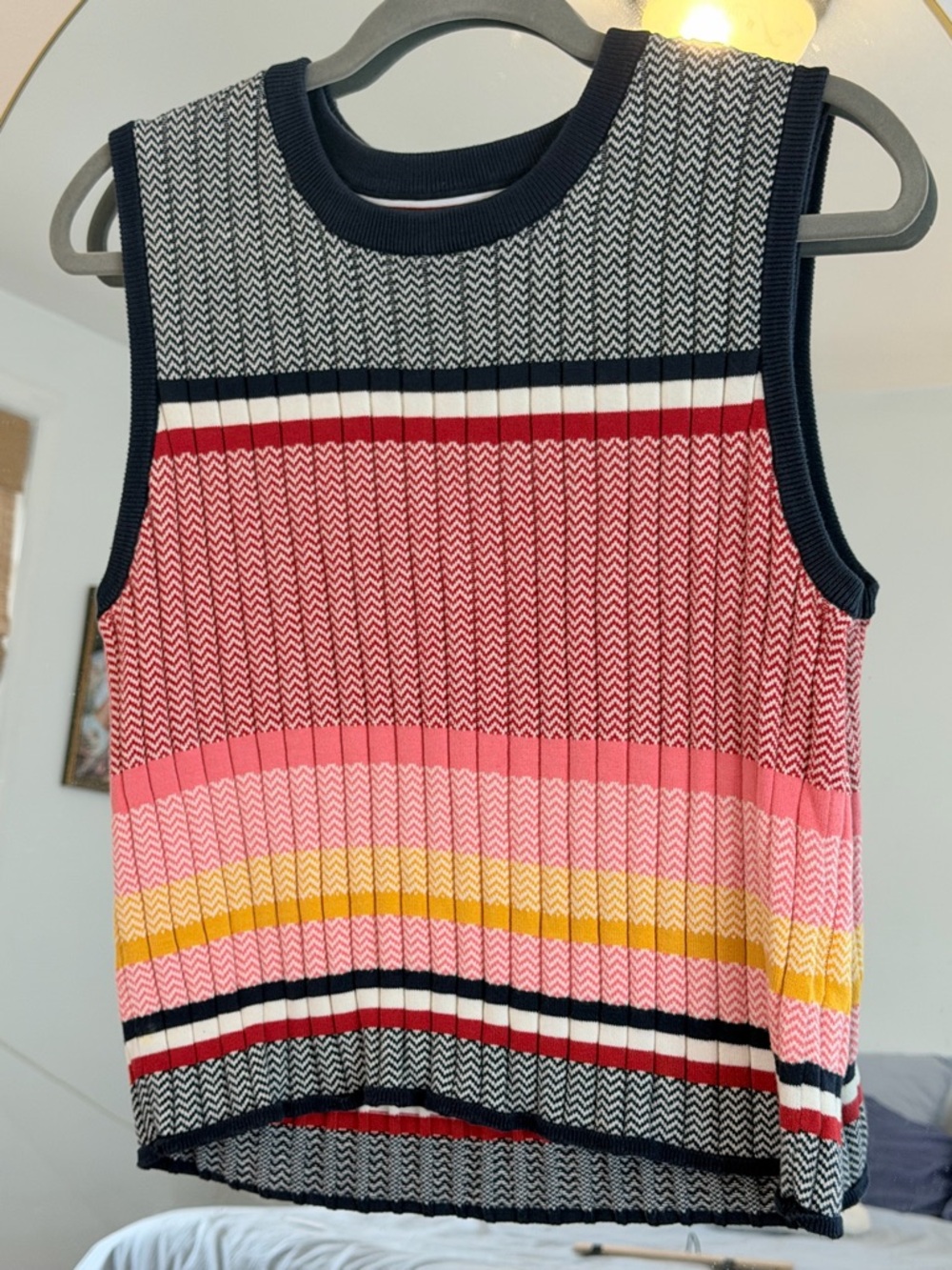 Tommy Hilfiger Multicolored Striped Sleeveless Sweater Tank Size XL | 100% Cotto